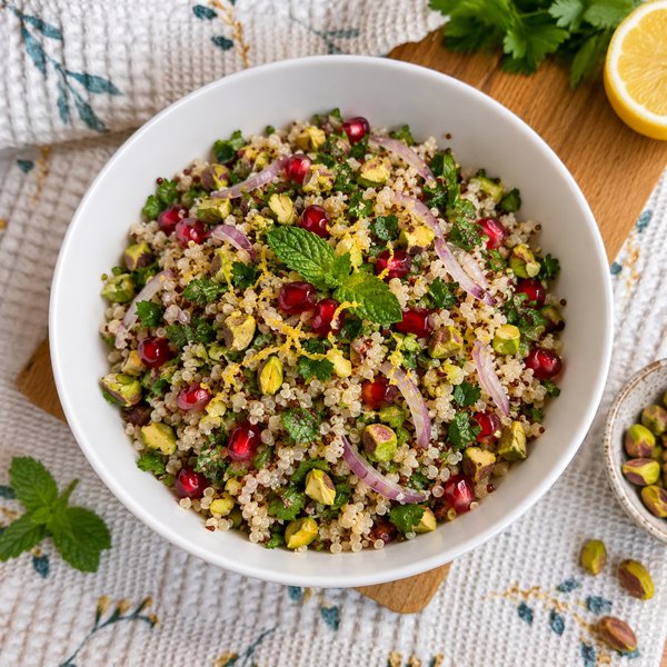 Салат из киноа с фисташками
